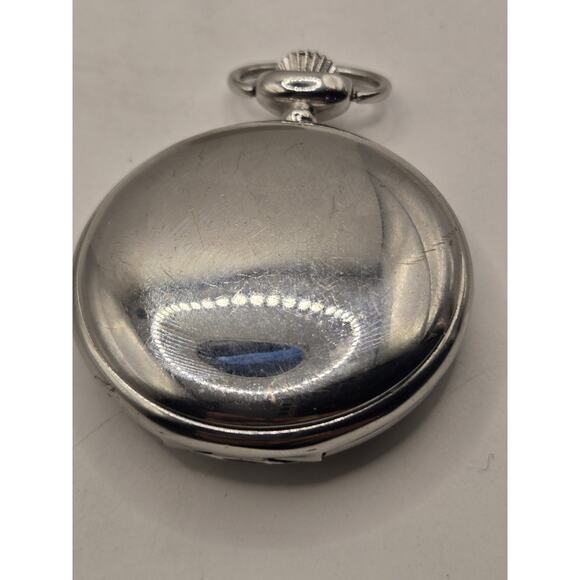 RAVEL POCKET WATCH-Chrome Lid/Clip-SILVER R1001.04. New Battery - Picture 5 of 6